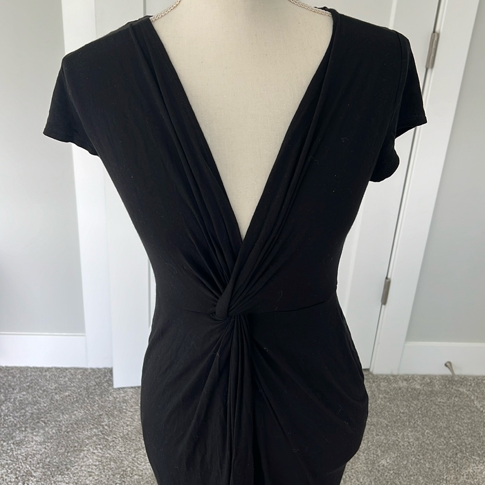 Front twist faux wrap hi low dress